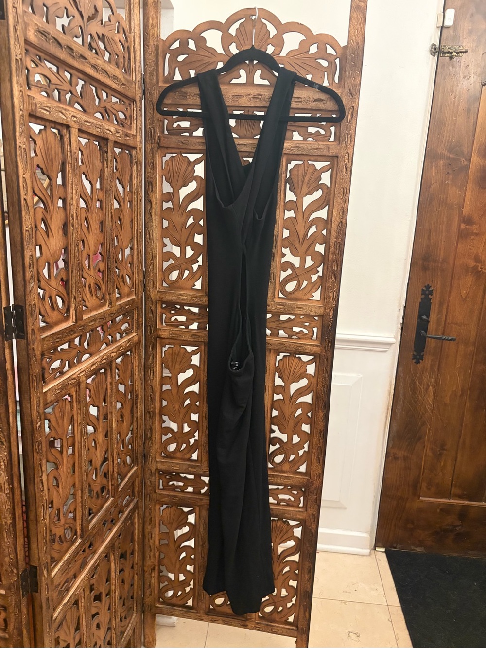 Lioness Black Ribbed Bodycon Midi Dress | Low Back Crisscross - Picture 6 of 7